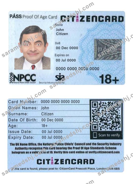 United Kingdom pass proof of age citizencard